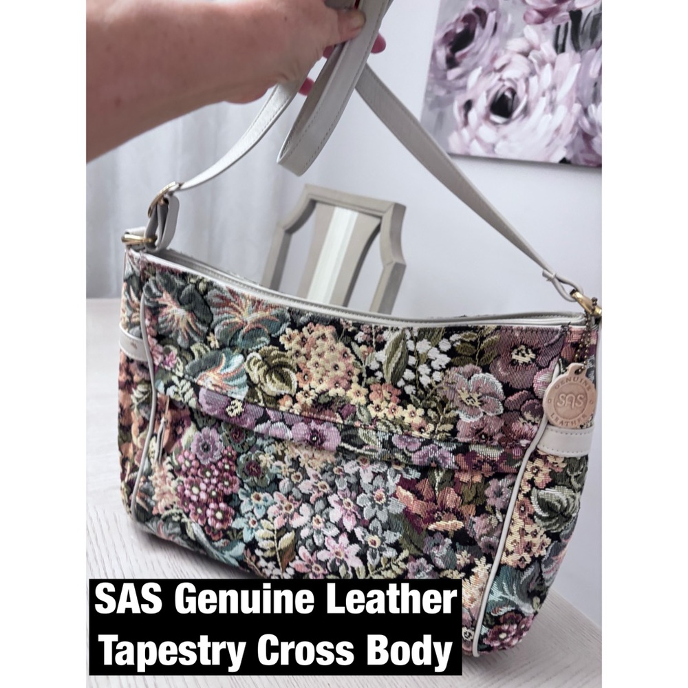 SAS Leather Lg Tapestry Crossbody Bag - Multicolor Y2K
